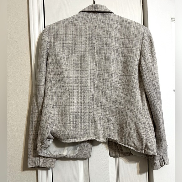 Gray Plaid Striped, Women Petite Blazer - Picture 2 of 3